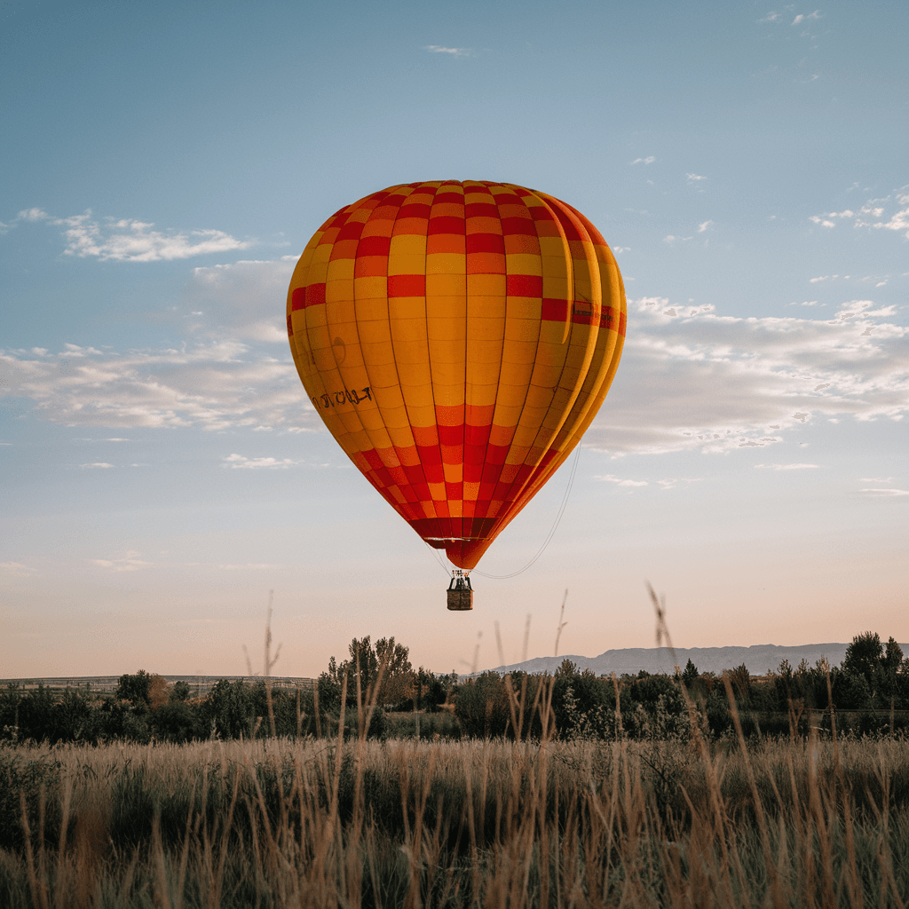 Hot air balloons lifting off in Northern New Mexico
